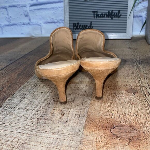 Veronica Beard Women’s Size 7M Suede Mules Heels Camel miriam - Picture 3 of 12